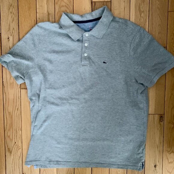 Vineyard Vines Men’s Large Gray Grey Polo Shirt Casual Preppy Summer Spring Logo - Picture 1 of 5